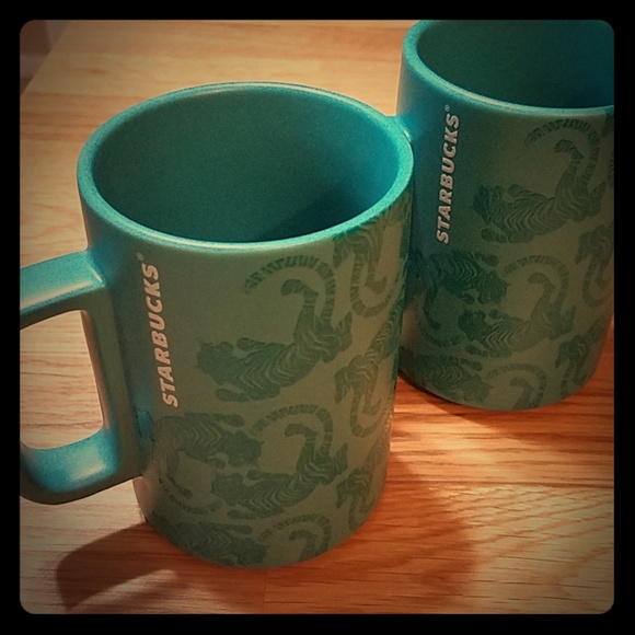 Other - Starbucks Turquiose Sumatra Tiger Mugs